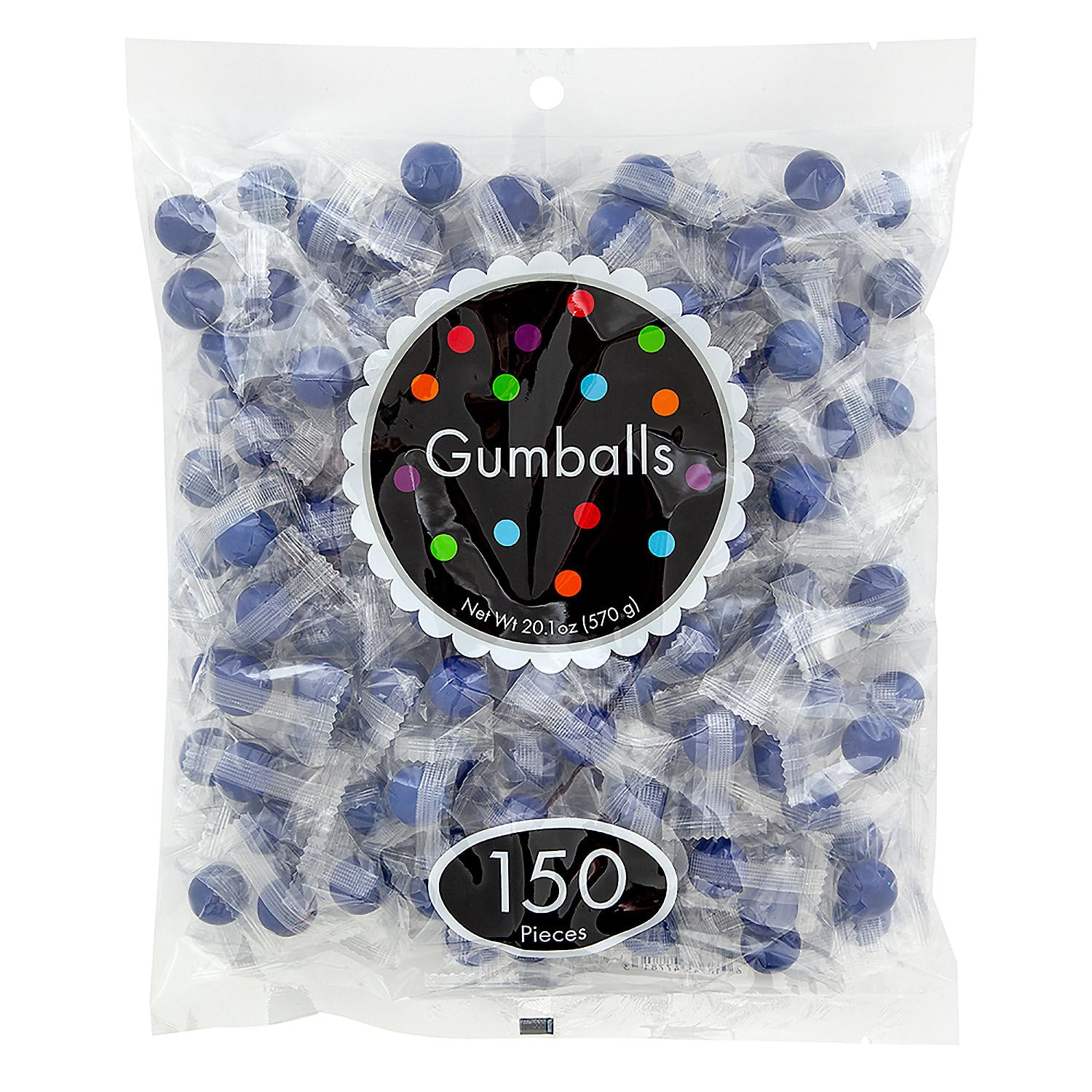 20.1 oz. Individually Wrapped Royal Blue Gumballs - 150 Pcs.