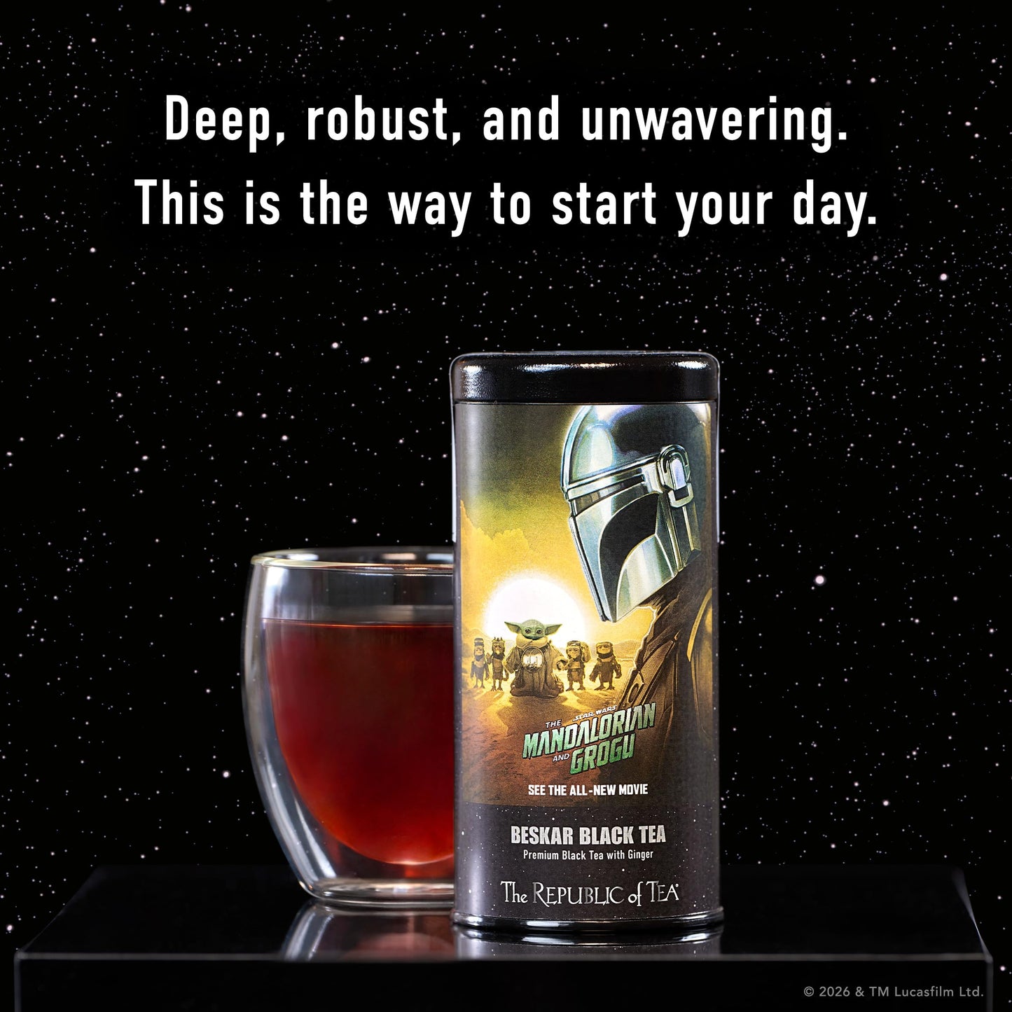 The Republic of Tea, Beskar Black Tea, Bold Organic Assam with Ginger, Star Wars The Mandalorian and Grogu, 36 Tea Bags
