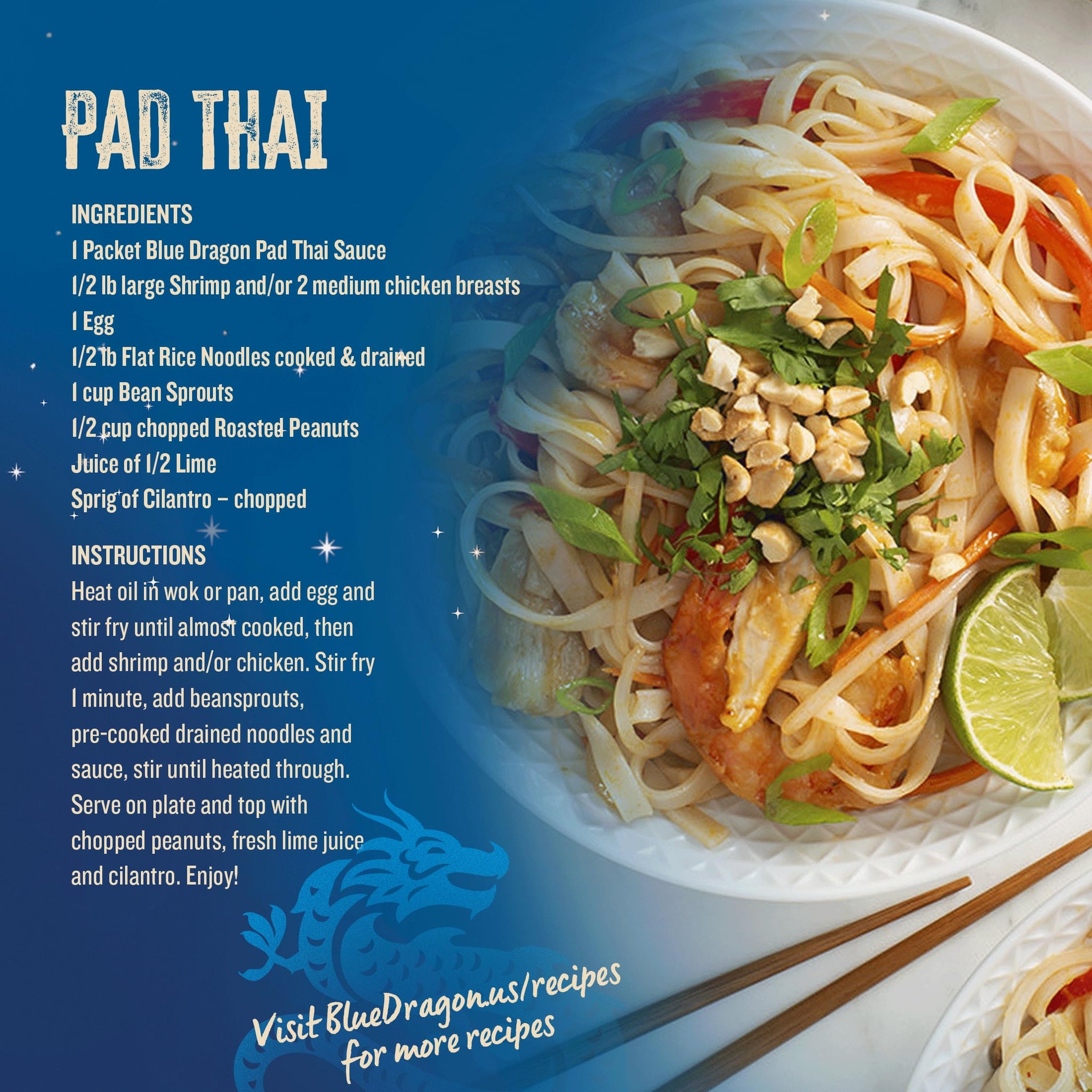 Blue Dragon Pad Thai Stir Fry Sauce Sachet, 3.4 Oz
