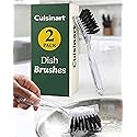 Cuisinart Dish Brush with Handle 2 Pack - Kitchen Scrub Brush for Dishes, Pots & Pans, Non-Scratch Dish Scrubber, Firm Bristles for Sink & Cookware