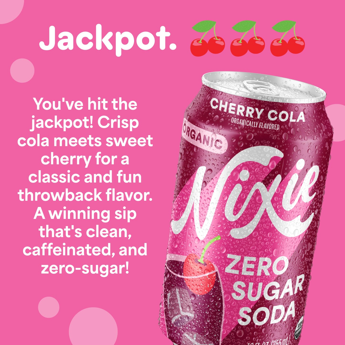 Nixie Organic Zero Sugar Soda, NEW Cherry Cola, Healthy Soda Pop, Non-GMO, 0 Sugar, 0 Calories, 40mg Caffeine, 12oz Cans (12 Pack)