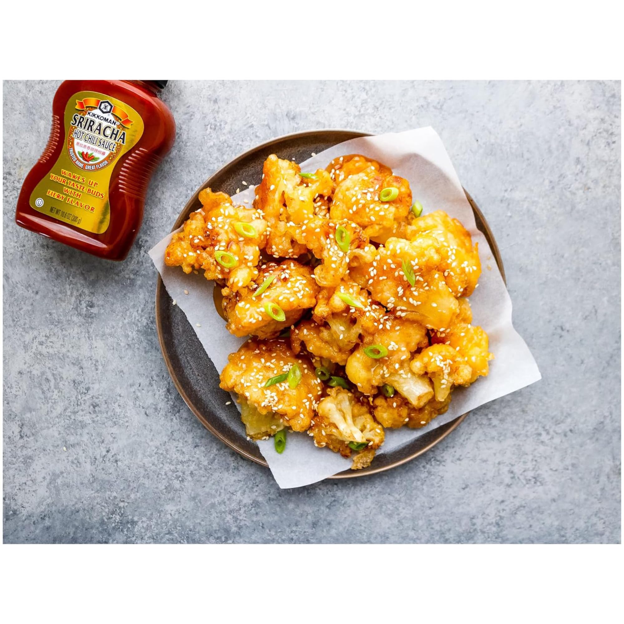 Kikkoman Sriracha Hot Chili Sauce, 10.6 oz (Pack of 3) with By The Cup Spatula Knife