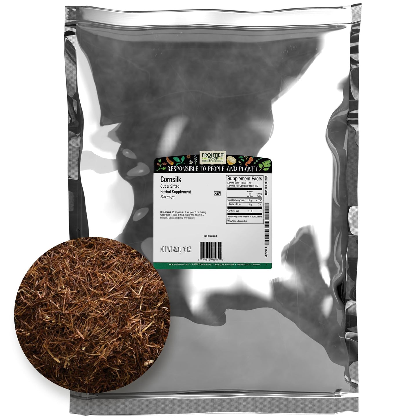 Frontier Co-op Cornsilk, 1lb Bulk Bag | Cut and Sifted Dried Corn Silk Husk Herb | Pure and Natural | Ideal for Cornsilk Tea, Soups, and Herbal Uses