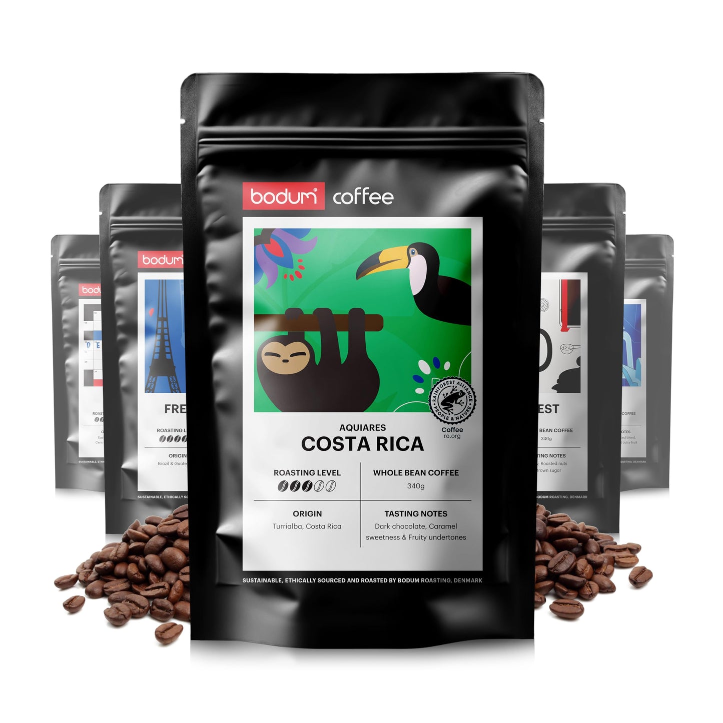 Bodum Roasting Costa Rica Coffee, Whole Bean, 12oz (340g) - Roasted in Denmark