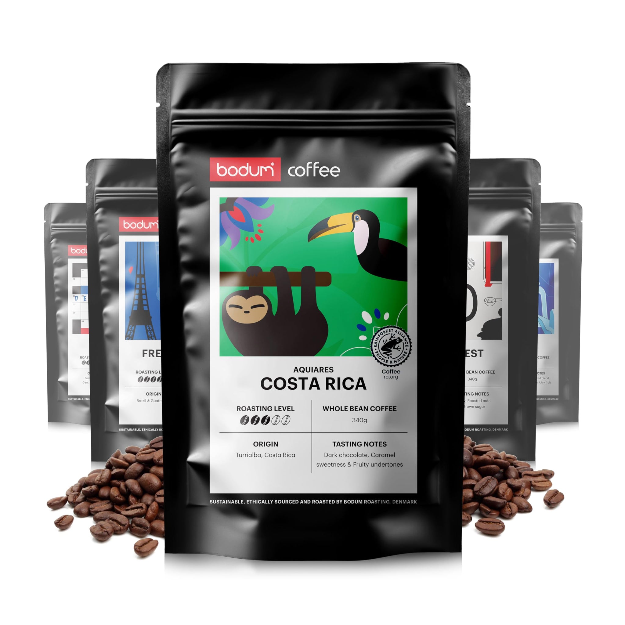 Bodum Roasting Costa Rica Coffee, Whole Bean, 12oz (340g) - Roasted in Denmark