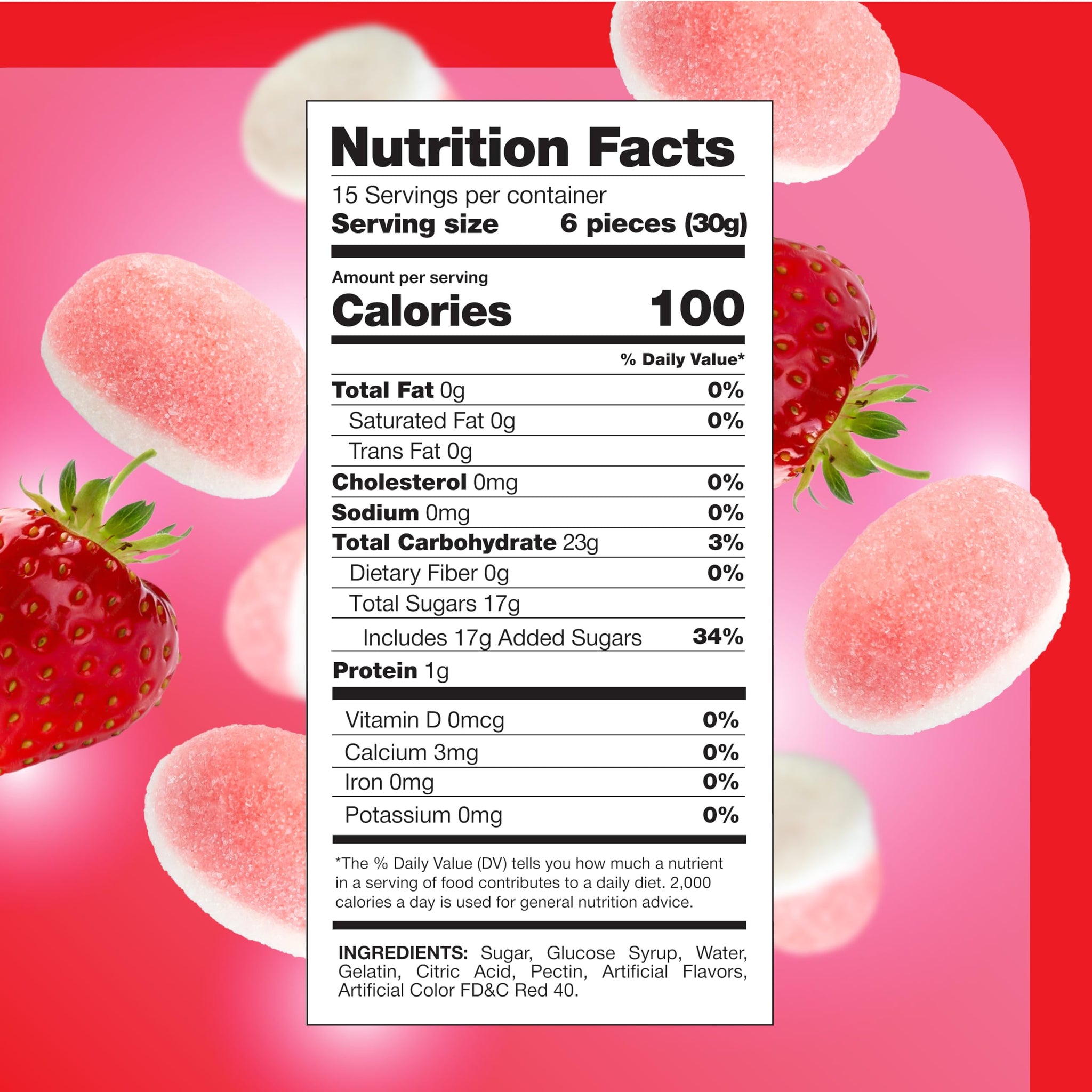 Strawberry Puffy Gummy Candy - 1 Pound Pack - Gender Reveal Strawberry Gummies - Pink Cloud Candy for Baby Showers, Buffets & Dessert Decorating