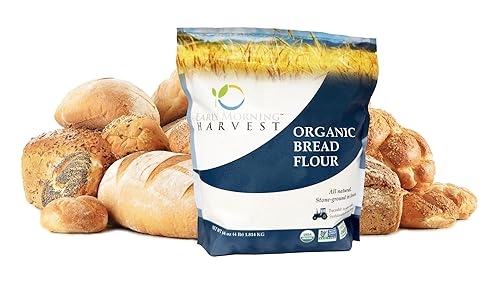 Early Morning Harvest Organic Bread Flour - Made from Non-GMO Whole Wheat - Stone Ground Flour for Baking and Cooking, Whole Grain, Certified Organic