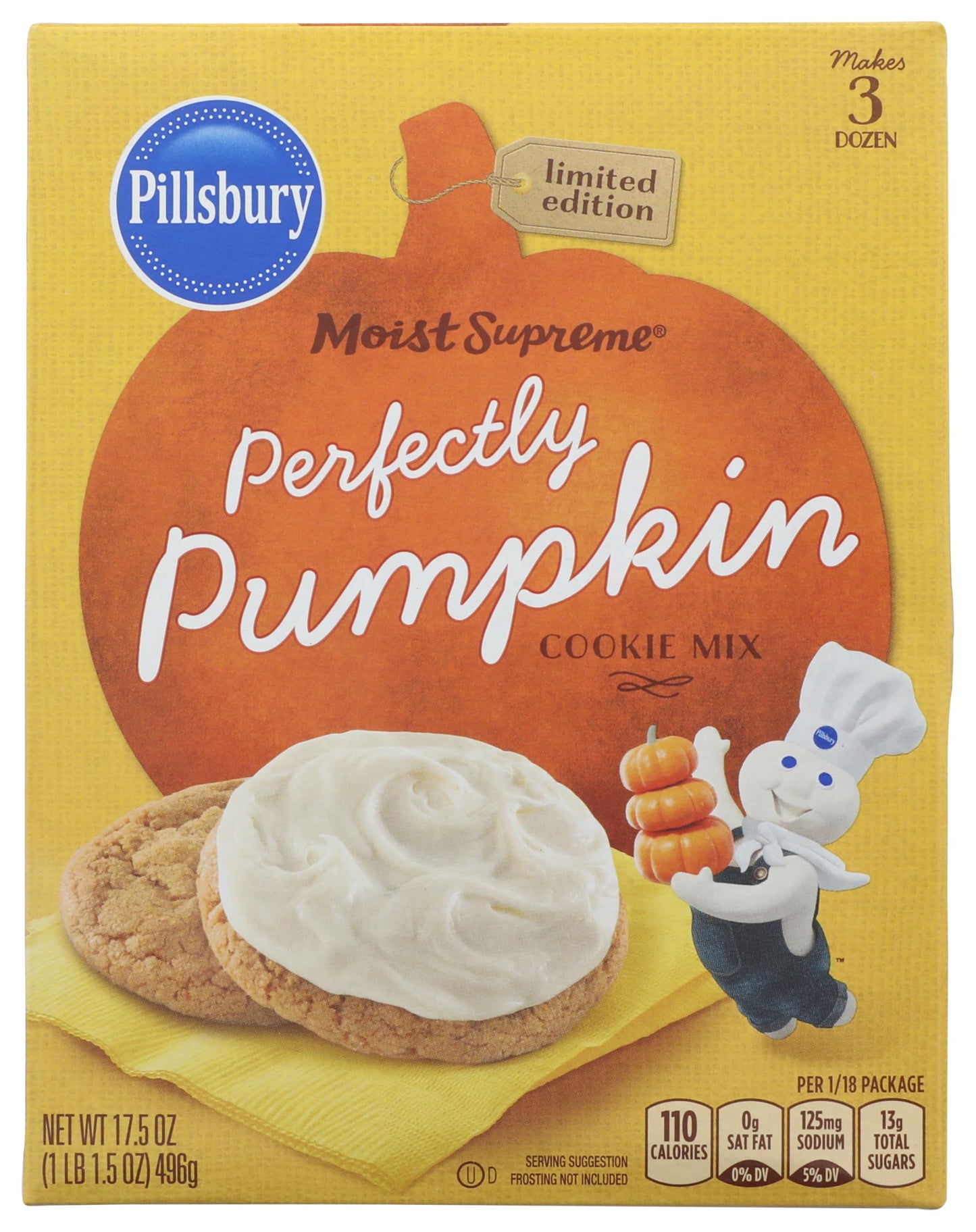 Pillsbury Moist Supreme Perfectly Pumpkin Cookie Mix - Limited Edition (2 Pack) 1.09 Pound (Pack of 2)