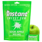 Instant Energy Gum | 100 mg Natural Caffeine | Sugar Free Sour Apple Xylitol Gum with Electrolytes | Fast-Acting Caffeine Gum & Clean Energy Drink