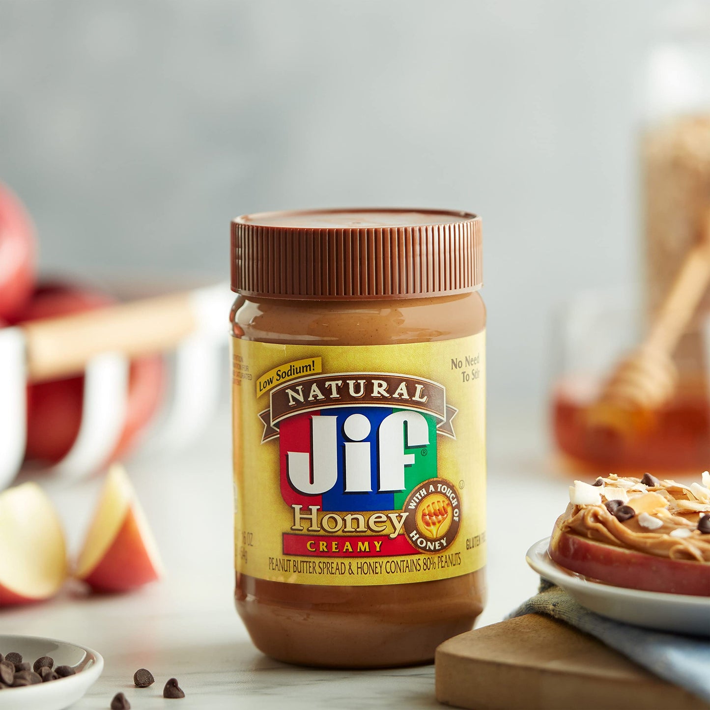 Jif Natural Creamy Peanut Butter Spread and Honey - Contains 80% Peanuts, 16 Ounces