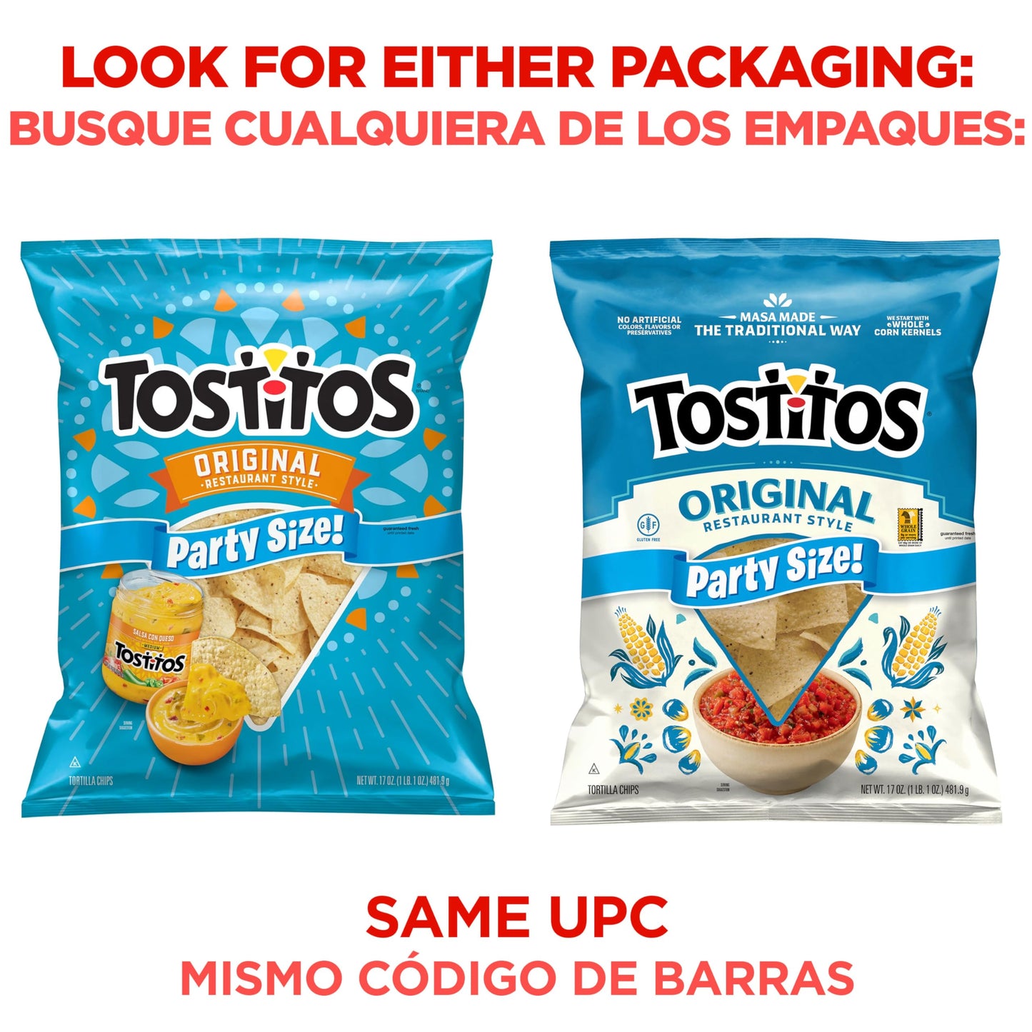 Tostitos Tortilla Chips, Original Restaurant Style, Party Size, 17oz Bag