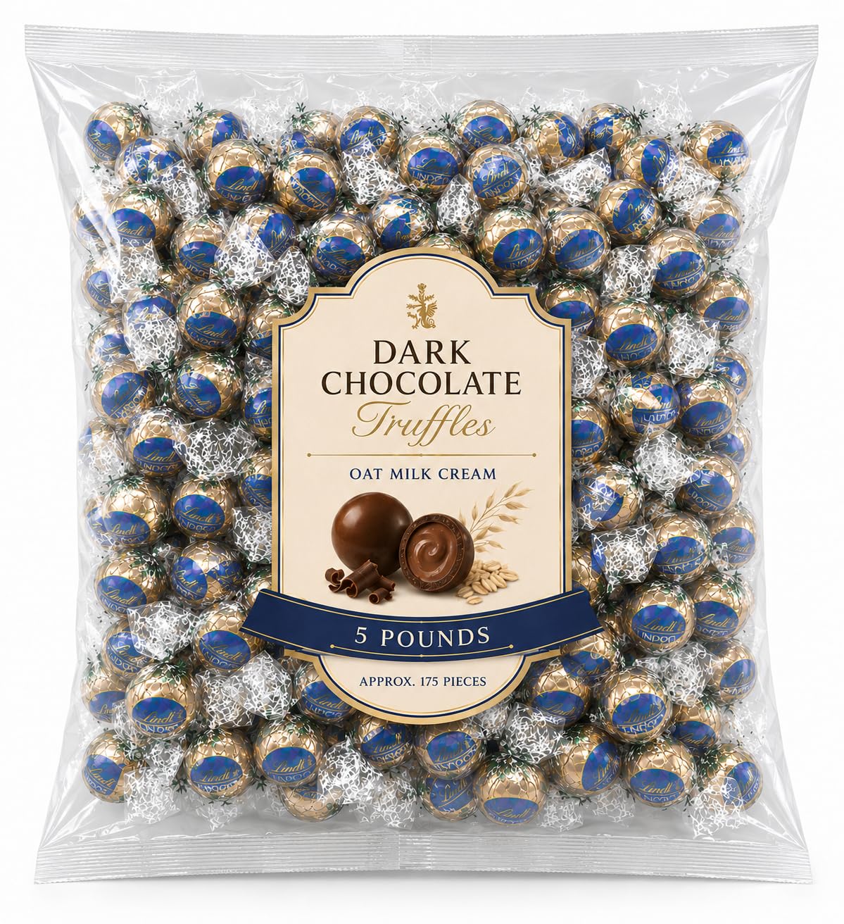 Dark Chocolate Oatmilk Truffles Individually Wrapped Bulk Bag - 5 lb (Approx. 175 pieces)