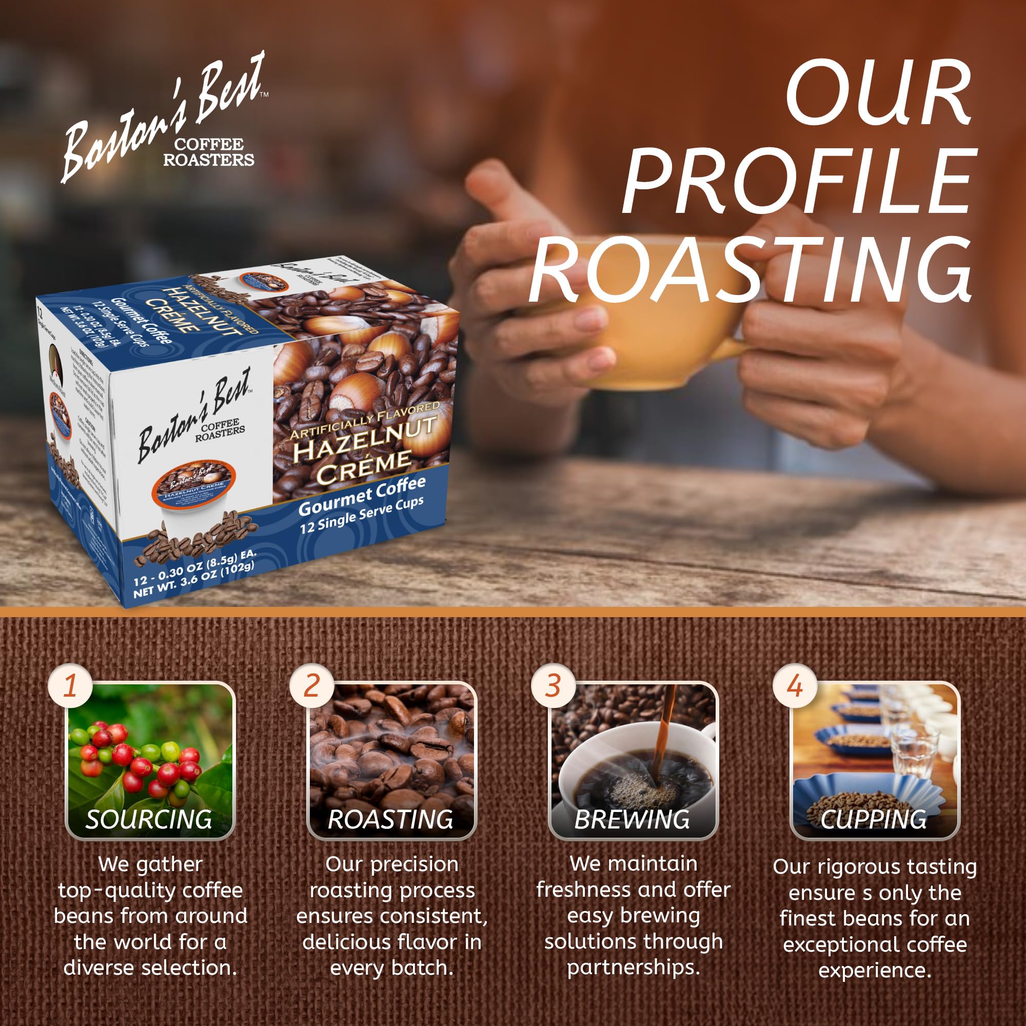 Boston’s Best - Hazelnut Creme Gourmet Delicious Medium Roast Coffee, Nutty Flavored, Compatible with Keurig CoffeeMaker, 1 Count (12 Single Serve