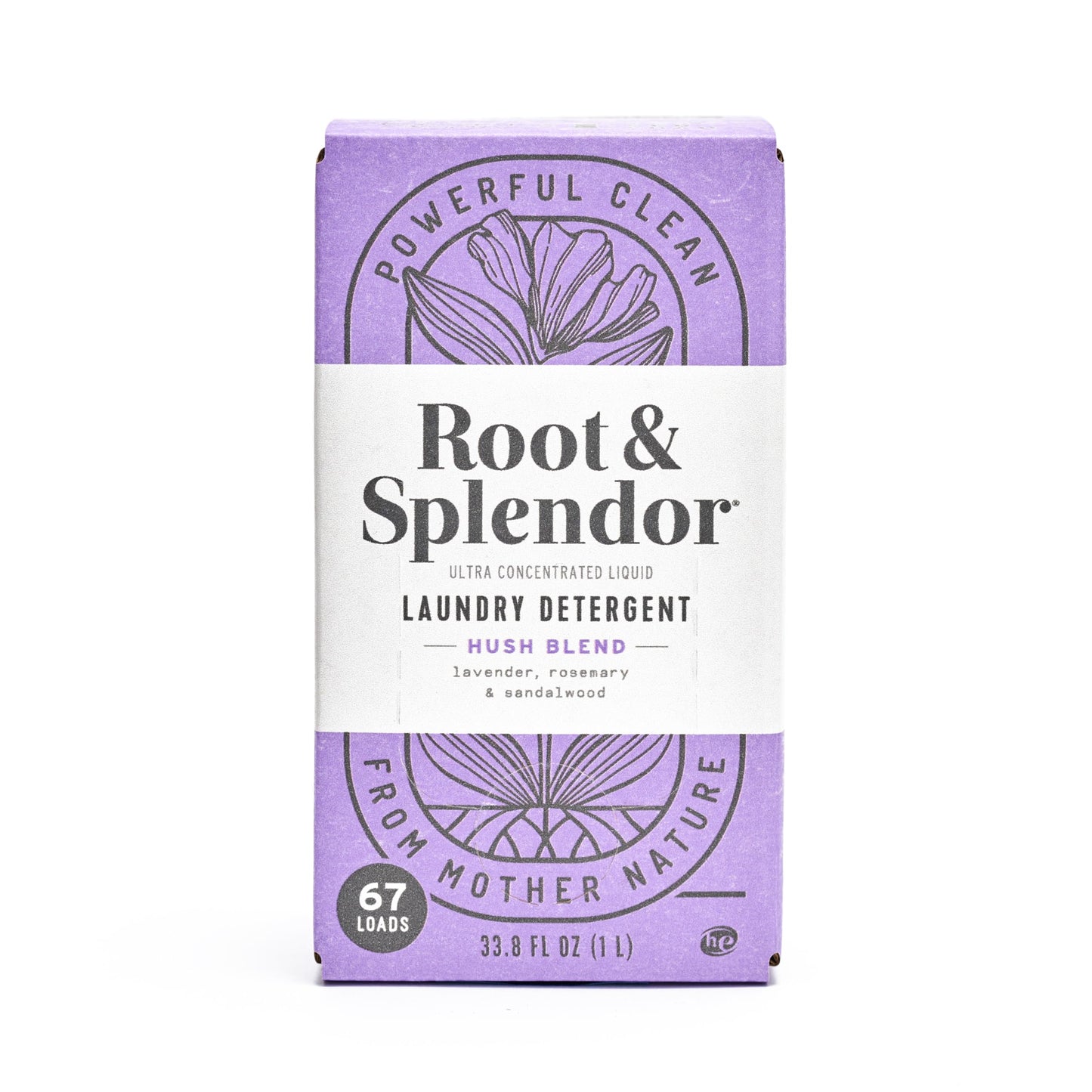 Root & Splendor Ultra Concentrated Non Toxic Laundry Detergent Liquid - Plant Based & Eco Friendly Enzymatic Laundry Soap, Hush Scent, 1 Liter, 67