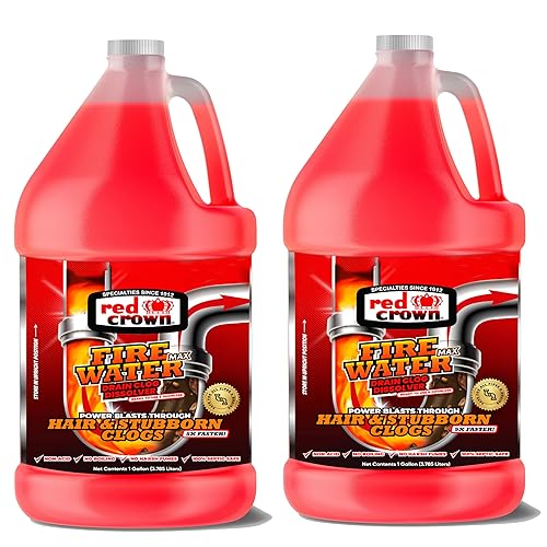 Fire Water Max Drain Clog Dissolver, Hair Clog Liquid Cleaner & Remover for Any Sink Shower Tub Pipe Drains Septic Safe, 5X Faster Action, 1 Gallon, 2