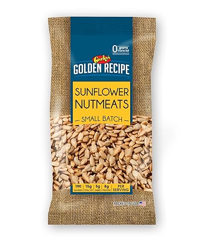 Gurley's Golden Recipe Roasted Sunflower Nutmeats, Shelled Seeds for On-The-Go 6 oz Bag