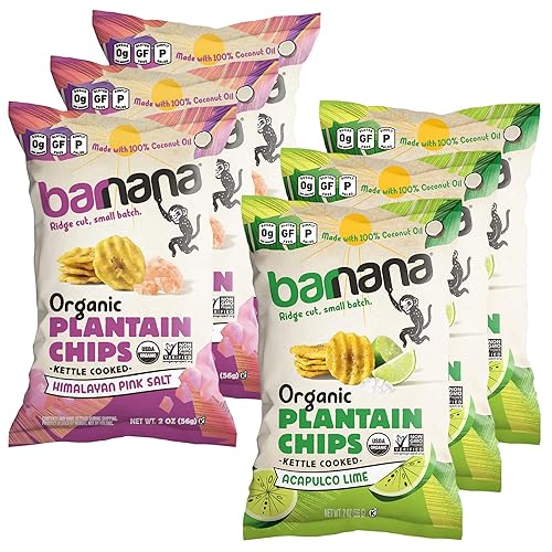 Barnana - Organic Plantain Chips, Acapulco Lime, Healthy Snack Made With 100% Coconut Oil, Non-GMO, Potato Chip Alternative, Zero Sugar, Paleo