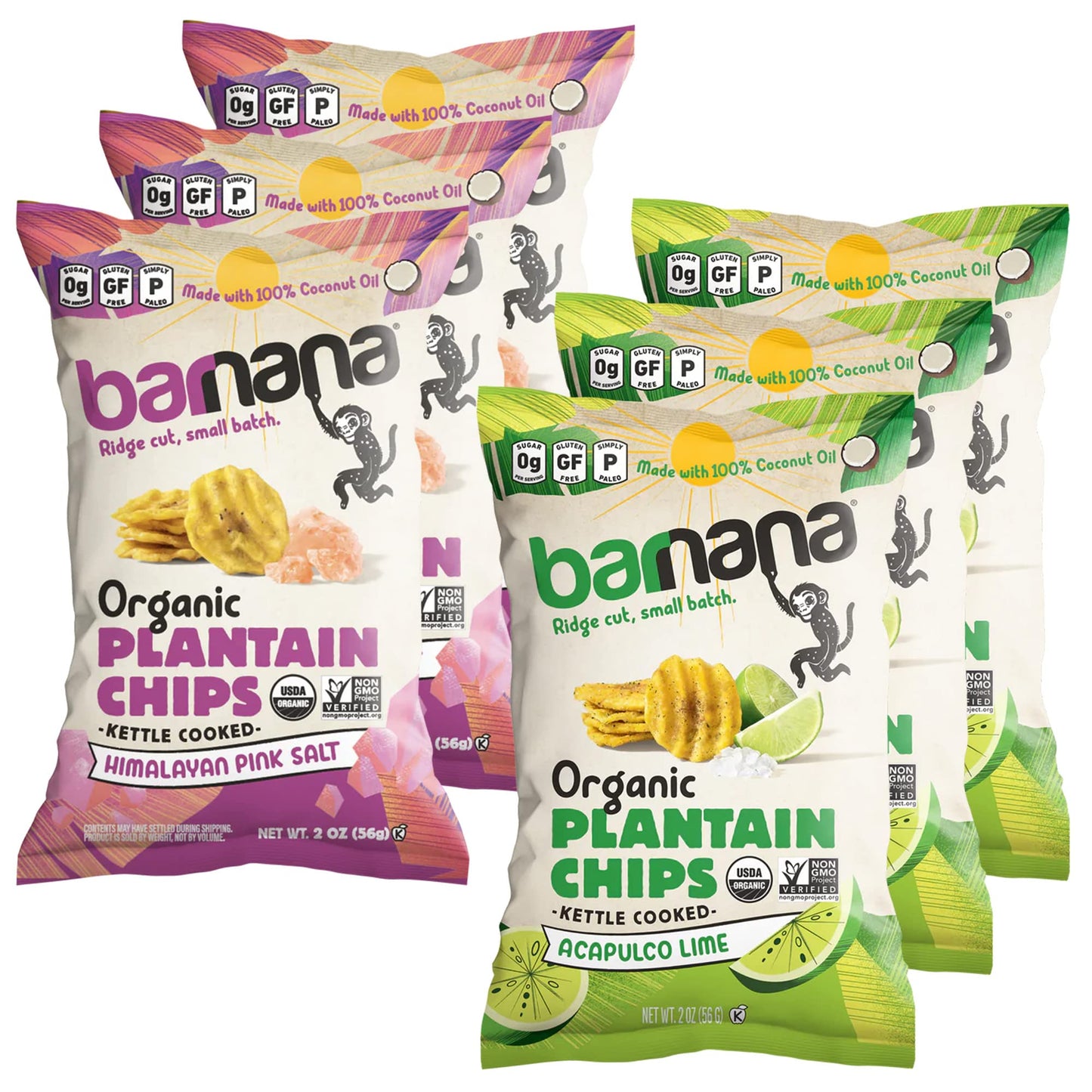 Barnana - Organic Plantain Chips, Acapulco Lime, Healthy Snack Made With 100% Coconut Oil, Non-GMO, Potato Chip Alternative, Zero Sugar, Paleo
