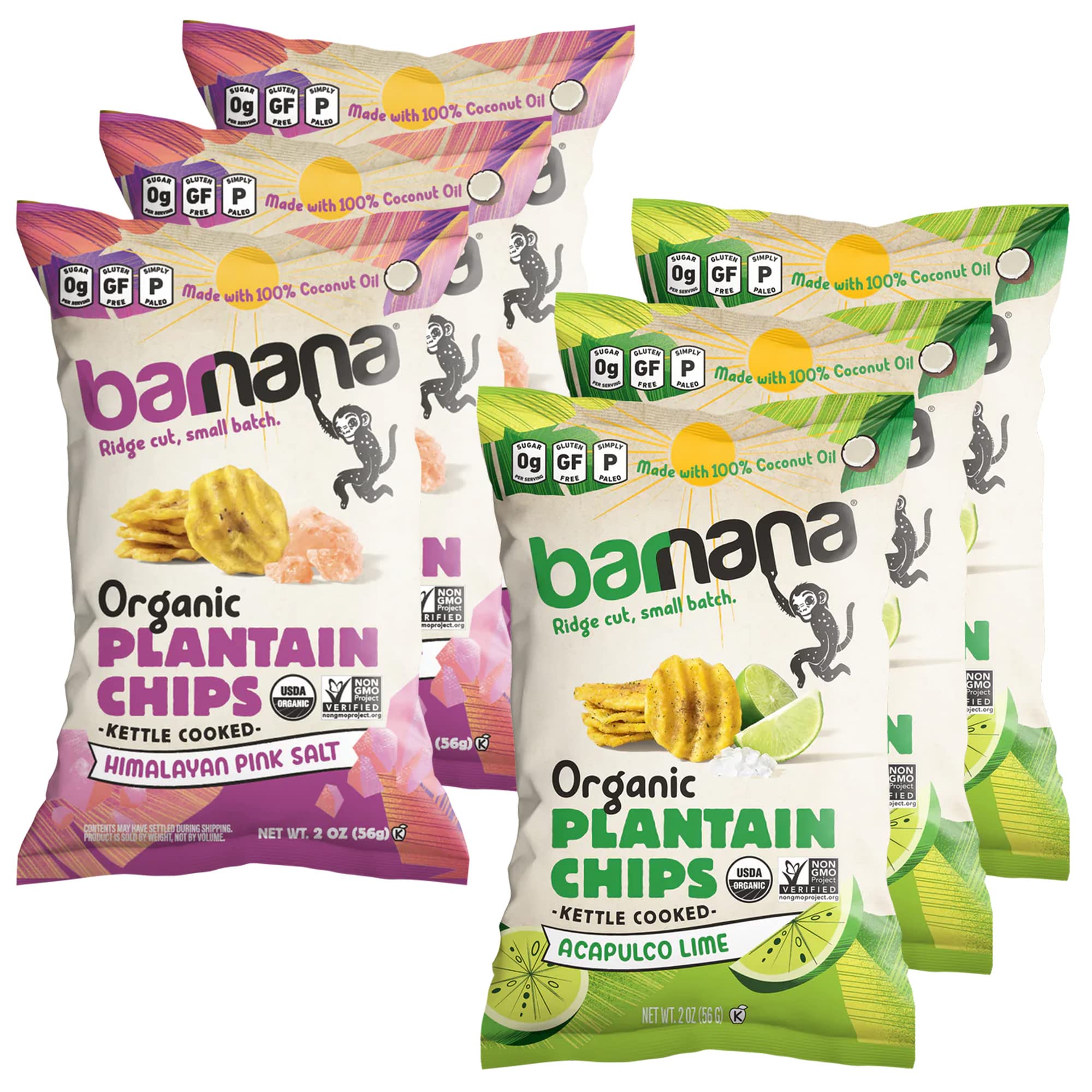 Barnana - Organic Plantain Chips, Acapulco Lime, Healthy Snack Made With 100% Coconut Oil, Non-GMO, Potato Chip Alternative, Zero Sugar, Paleo
