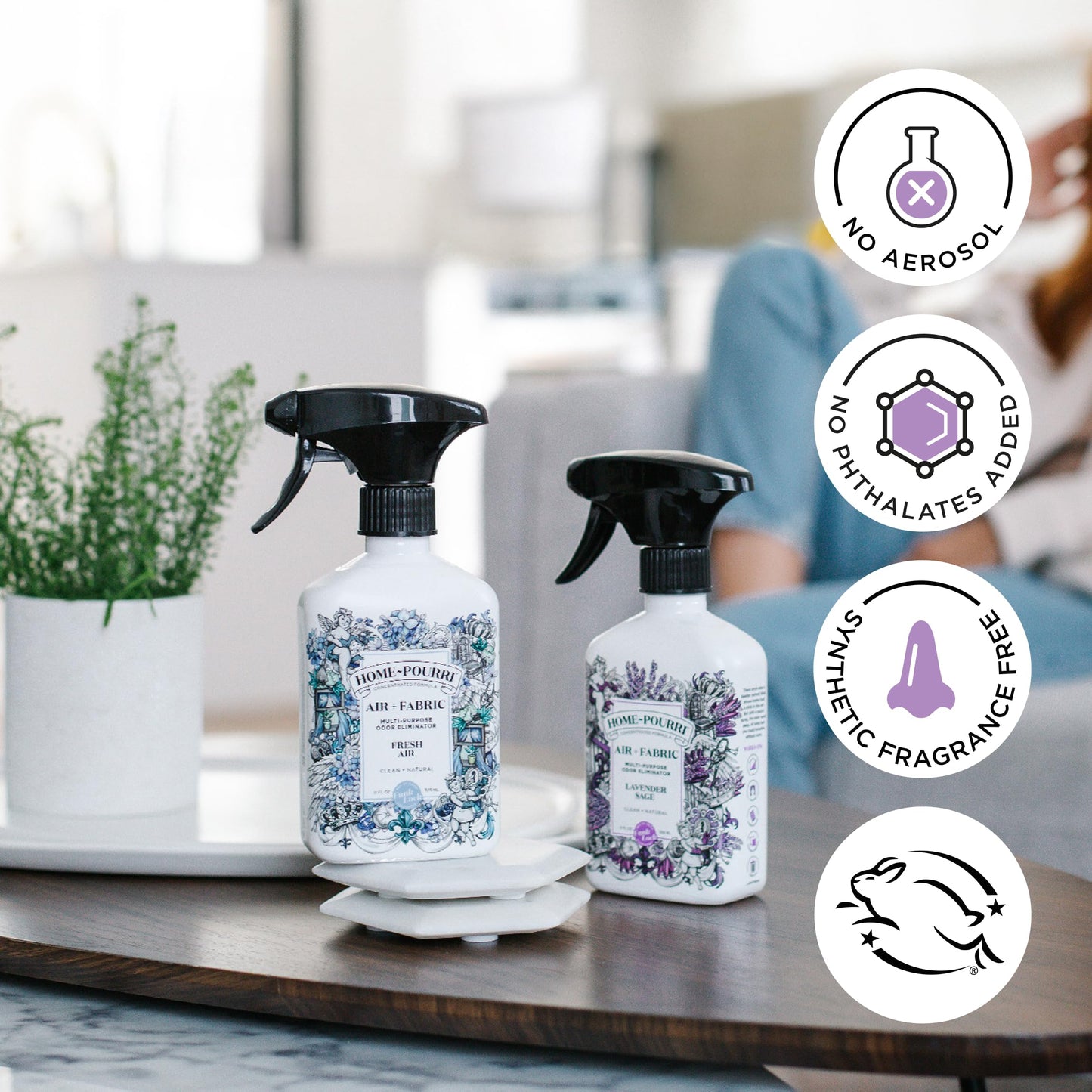 Home-Pourri Air + Fabric Multi-Purpose Odor Freshener Spray, 11 Fl Oz, Up to 570 Uses, Lavender Sage Scent, Room Deodorizer with Essential Oils