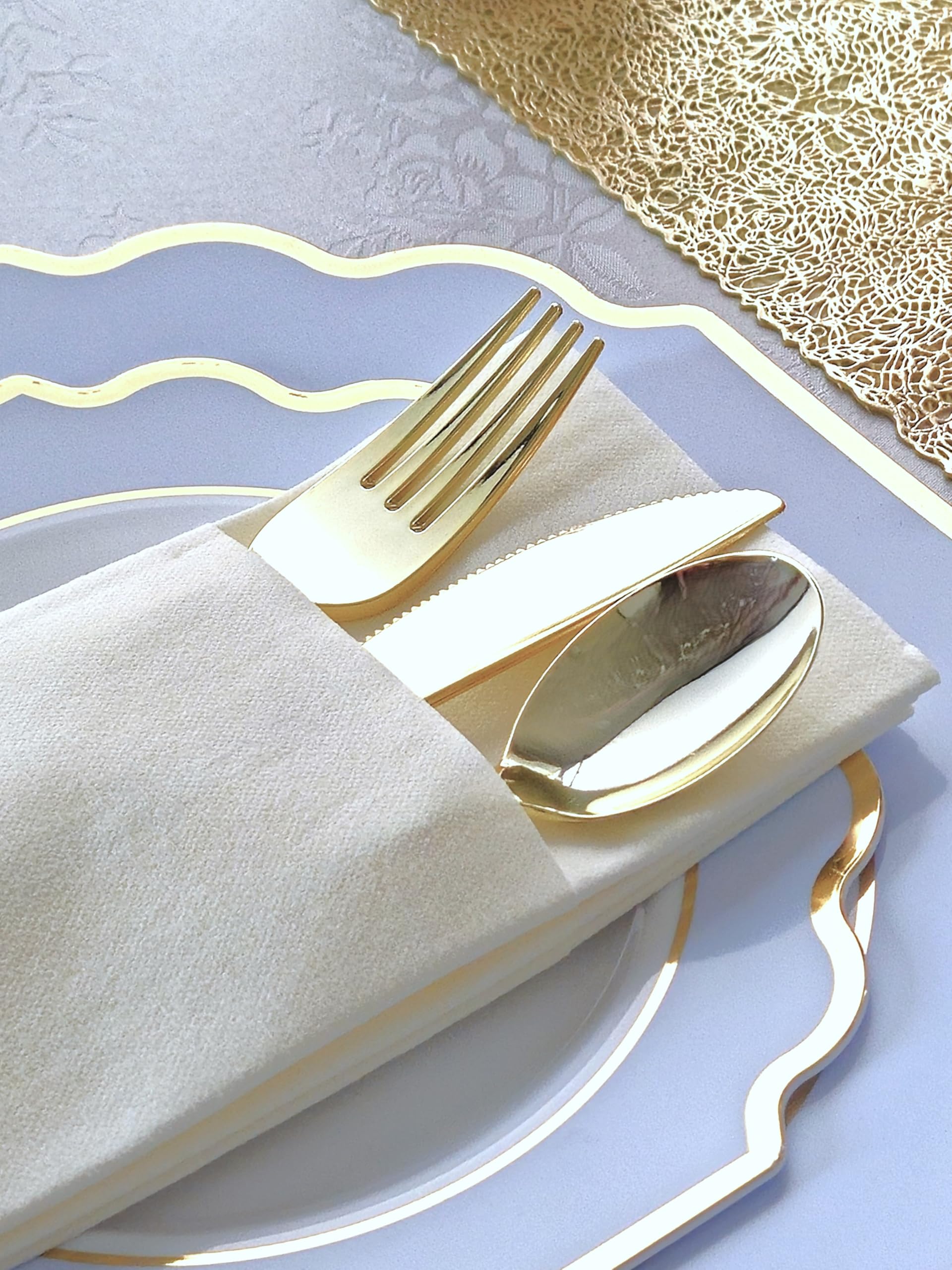 OCCASIONS 120 Pack Linen Feel White Disposable Dinner Napkins, Fancy Cloth Like Guest Towels Prefolded for Silverware, Thick 16x16 in, Wedding Party
