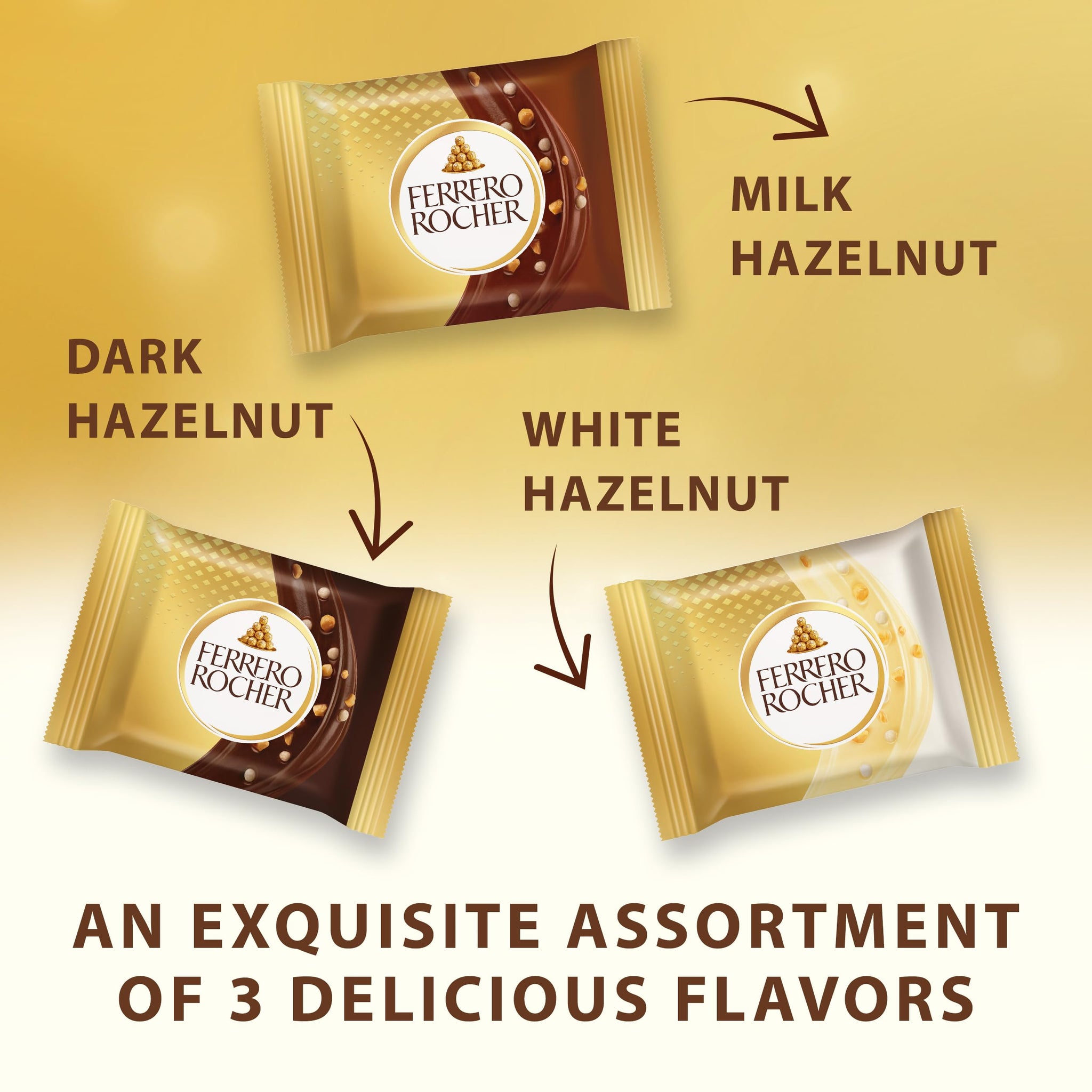 Ferrero Rocher Premium Assorted chocolate squares, Individually Wrapped Chocolates, Great for Sharing or Gifting, 3.7 oz