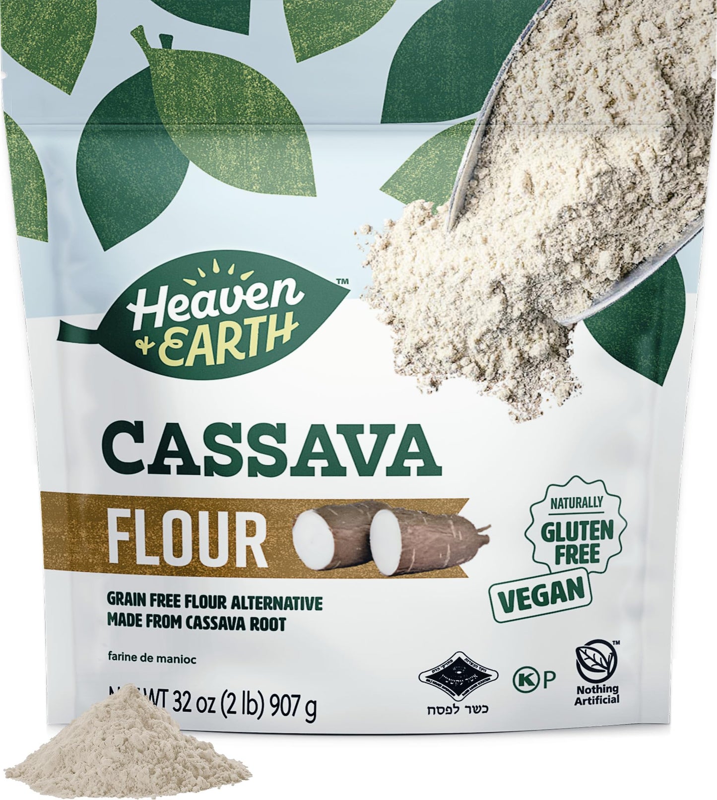 Heaven & Earth Cassava Flour, 2lb Bag | Gluten Free and Grain Free Flour for Baking | Non GMO Verified | Paleo Flour | Vegan | Wheat Flour Alternative