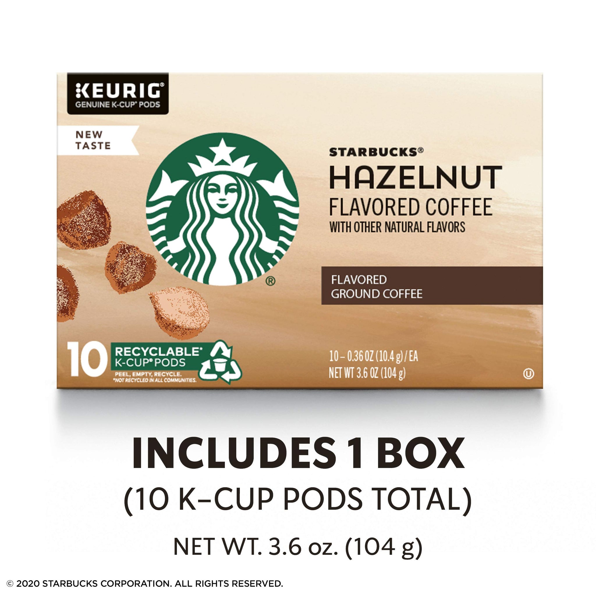 Starbucks Flavored K-Cup Coffee Pods - Hazelnut for Keurig Brewers - 1 box (10 pods)