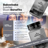 Bakeebake Silver Luster Dust Edible 15g - Edible Glitter for Drinks & Desserts - Gluten Free Edible Silver Dust for Cake Decorating - Tasteless Vegan