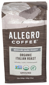 Allegro Coffee Organic Italian Roast Ground Coffee, 12 oz