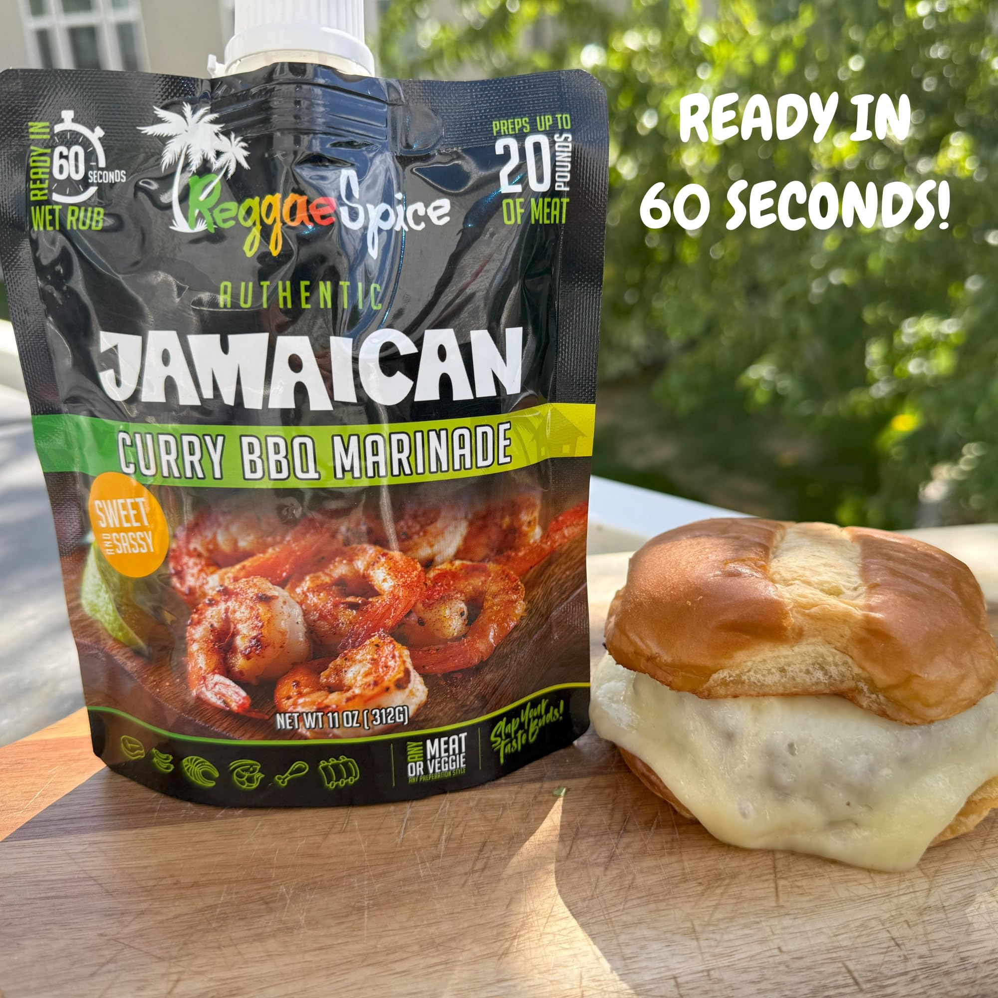 Reggae Spice Jamaican Curry Jerk BBQ Marinade | 60-Second Authentic Wet Rub Seasoning Sauce for Cooking Meats | Gluten Free, Vegan, and Keto Friendly