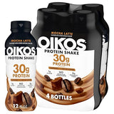 Oikos 30g Protein Shake, Mocha Latte, Shelf Stable, High Protein Drinks, Ready to Drink, 5g Prebiotic Fiber, 12 fl oz Bottle, 4 Count