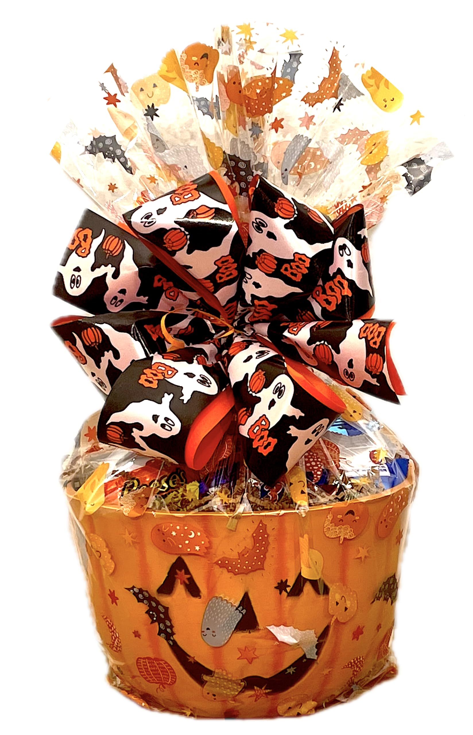10" Timberland Halloween Pumpkin Gift Basket with Premium Halloween Candy, Chocolates, and Snacks. Hand-Crafted Halloween Pumpkin Candy Gift Basket