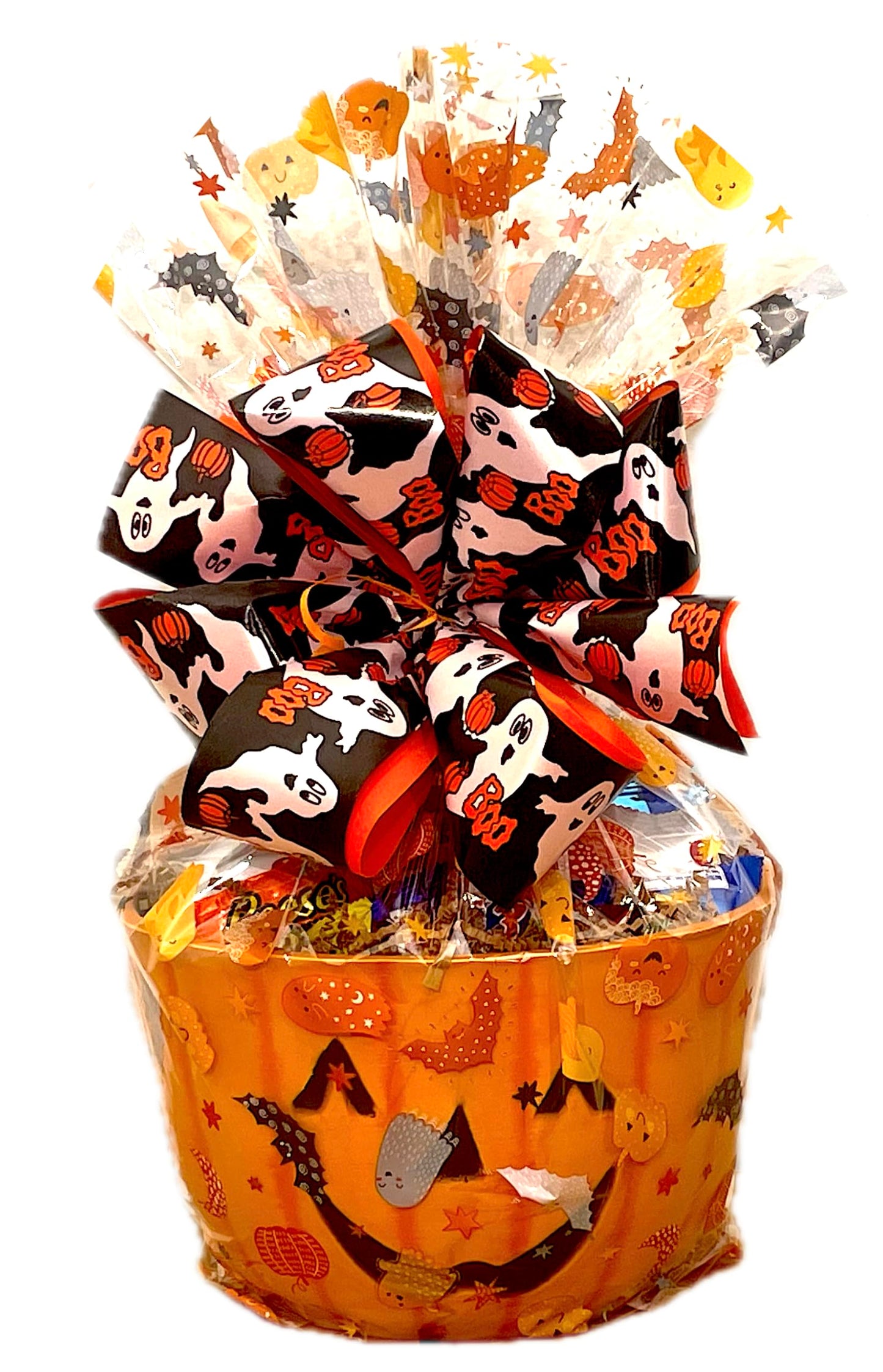 10" Timberland Halloween Pumpkin Gift Basket with Premium Halloween Candy, Chocolates, and Snacks. Hand-Crafted Halloween Pumpkin Candy Gift Basket