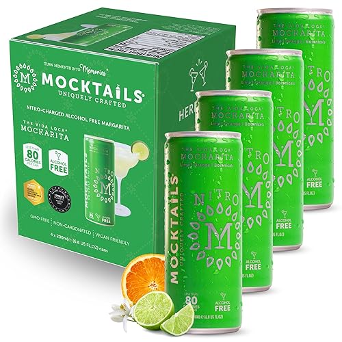 NITRO Mocktails Mockarita (Pack of 4) | Award-Winning Non-Alcoholic Margarita | Non-GMO & Vegan NA Drinks | Low Calorie Alcohol Alternative Beverage |
