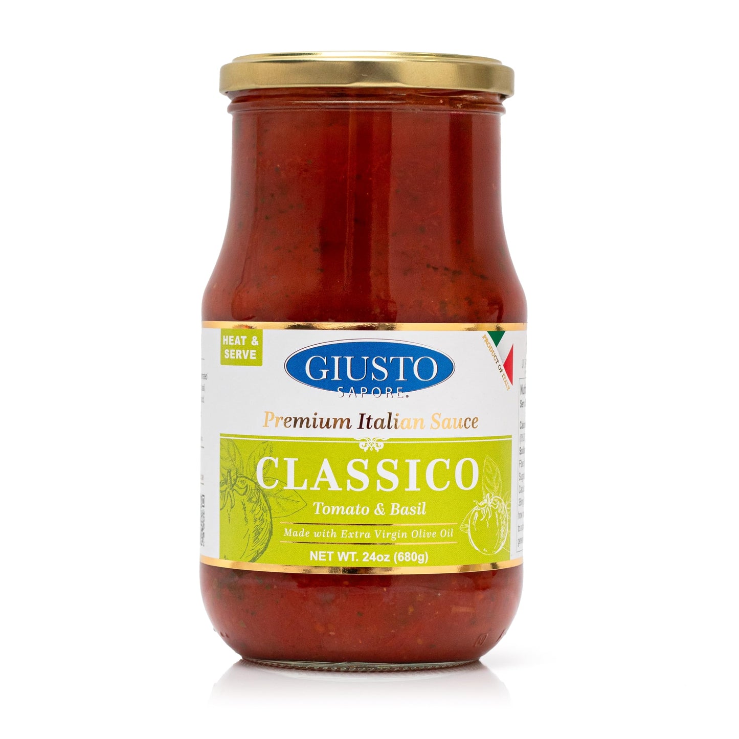Giusto Sapore Traditional Italian Pasta Sauce 24oz - All Natural Non GMO Italian Premium Gourmet Brand - Made in Italy and Family Owned (Tomato