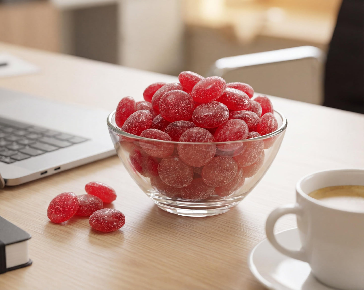 Sanded Wild Cherry Drops 2 lb - Sweet & Tart Cherry Hard Candy with Sugar Coating, Old Fashioned Cherry - Bulk for Bowls, Parties & Snacking
