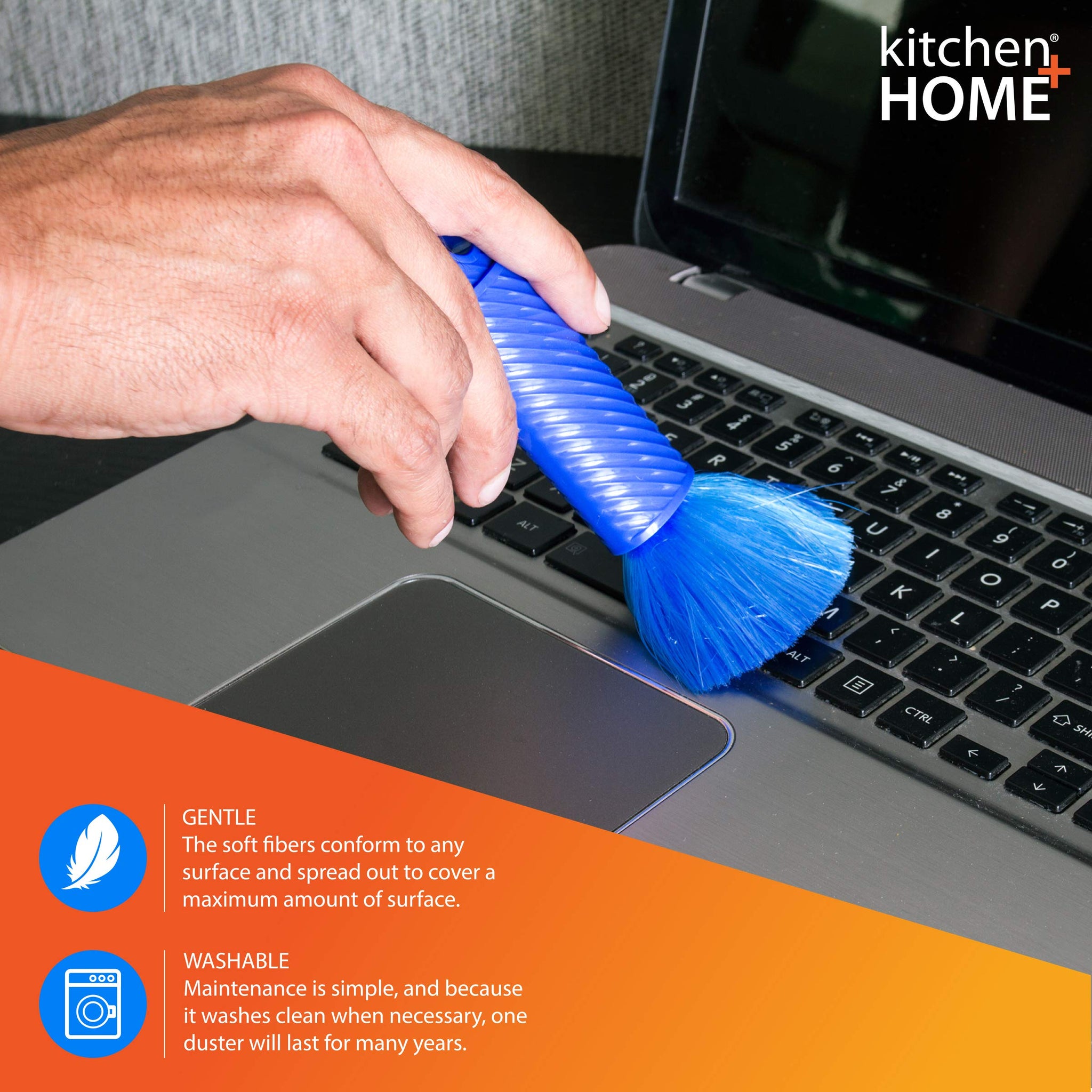 Kitchen + Home Compact Static Duster - 6.5" Inch Travel Duster with Carry Case - Electrostatic Duster attracts dust Like a Magnet!