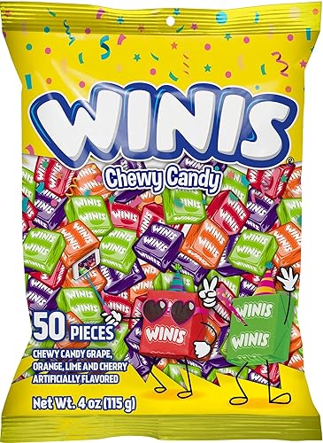 Winis Original Variety Bag Chewy Candy - Taffy Candies 50 individually wrapped pieces - Size 4 Oz | Gifts, Holiday, Parties, Concessions, Pantry