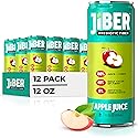 JIBER High Fiber Apple Juice Drink - No Sugar Added - 12 fl oz Apple Juice Cans with 40% Daily Fiber - Prebiotic Drink- Healthy Drinks for Kids