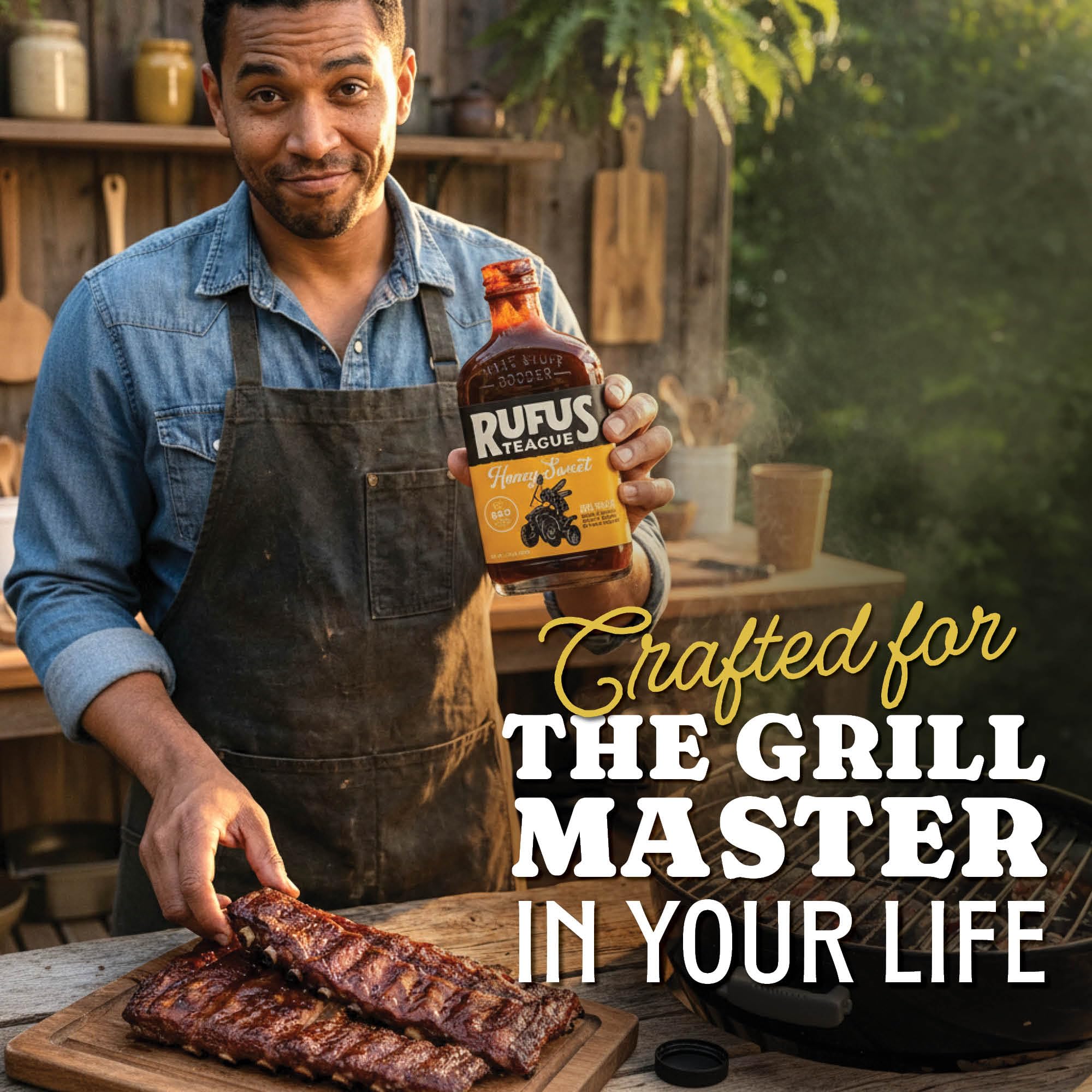 Rufus Teague BBQ Sauce and Rub Cooking Gift Set, Saucin' & Rubbin' 3pk Tote