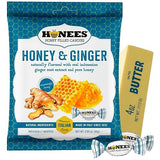 Honees Candy Honey & Ginger 2.85 oz (Pack of 1) - Honey lemon cough drops - candy with ginger - Soothing throat lozenges for adults - 2 items