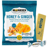 Honees Candy Honey & Ginger 2.85 oz (Pack of 1) - Honey lemon cough drops - candy with ginger - Soothing throat lozenges for adults - 2 items