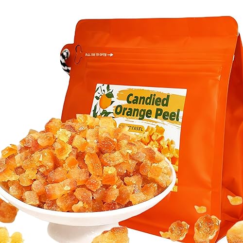 17.64 oz Candied Orange Peel, Candied Fruit for Baking Sweet & Zesty Baking Essential for Cakes, Cookies, and Cocktails