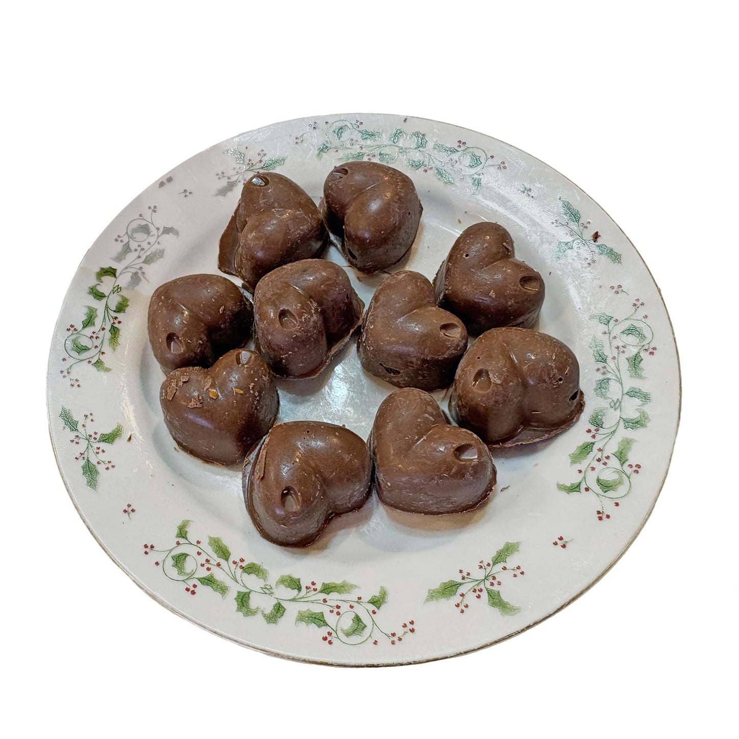 10-PIECE 3 OZ Chocolate Gourmet Homemade Snack with Nuts Raised Heart Shape Chocolate-RAISEHEART-NF