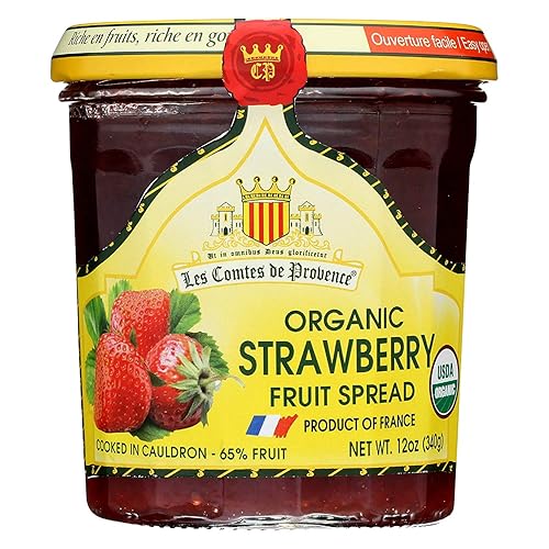 Strawberry Jam Spread USDA Organic Preserve - 12 oz / 340 g - Made in France Traditional Jam Non GMO Gluten Free