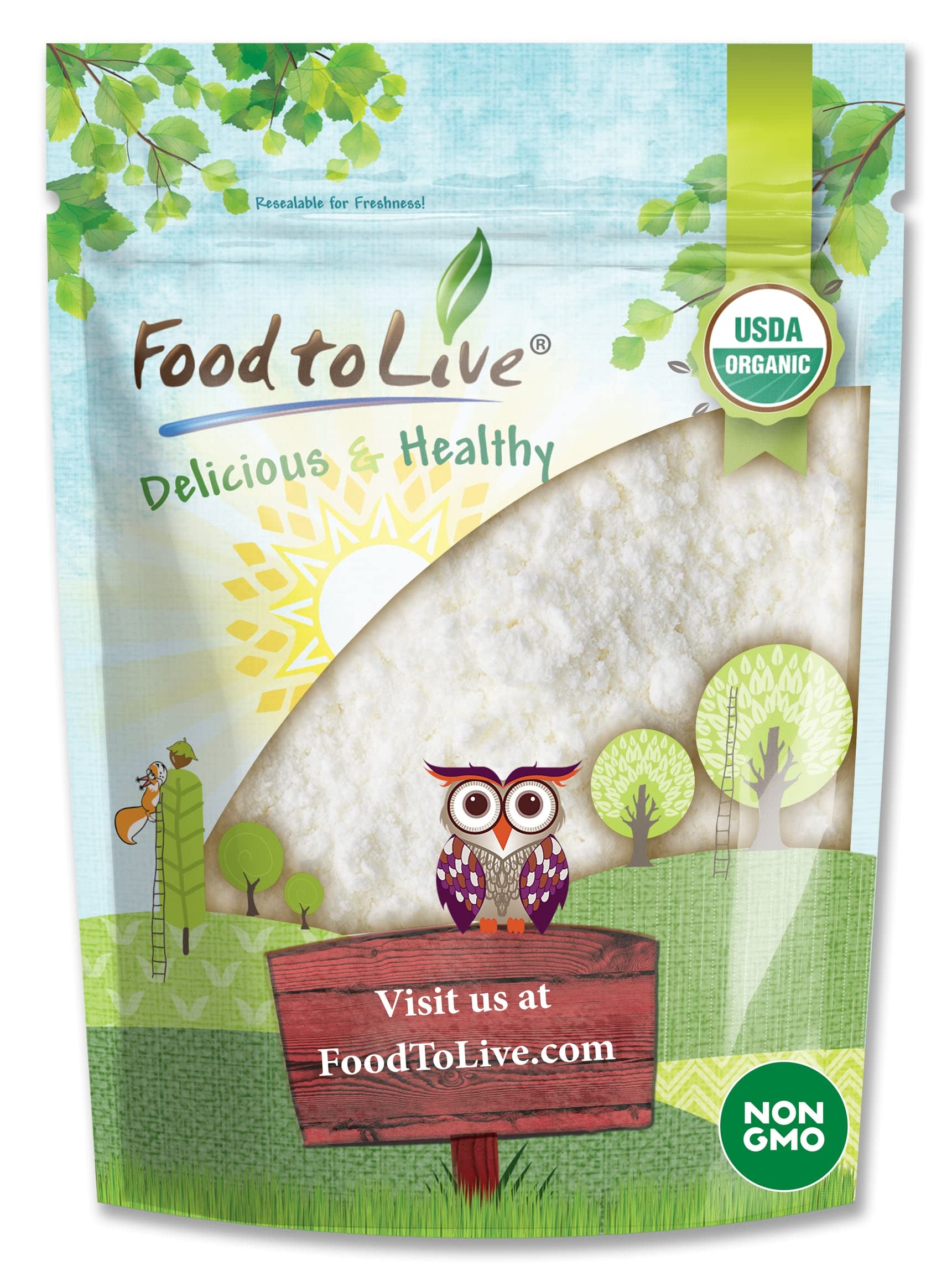 Food to Live Organic Coconut Milk Juice Powder, 1 Pound - Non-GMO, Dehydrated Fresh Coconut Milk, Pure, Unsweetened, Vegan, Bulk. Dairy Free, Keto-Friendly. Plant-Based Creamer. Contains Maltodextrin