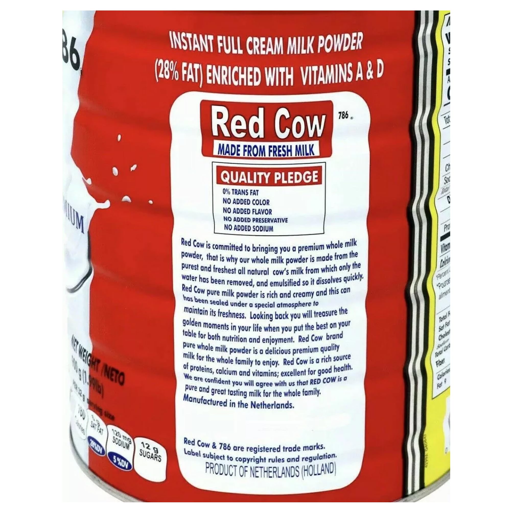 Red Cow Full Cream Milk Powder 2.5 Kg (5.5lb), Made From Real Fresh Milk, Product of Netherlands.
