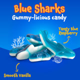 Gummy Sharks, Peach Rings - 2 Packs (22 Oz Total) - Gummy Candy for Snacking, Sharing, Gift Baskets & Dessert Decorating - Chewy Candy with Blue