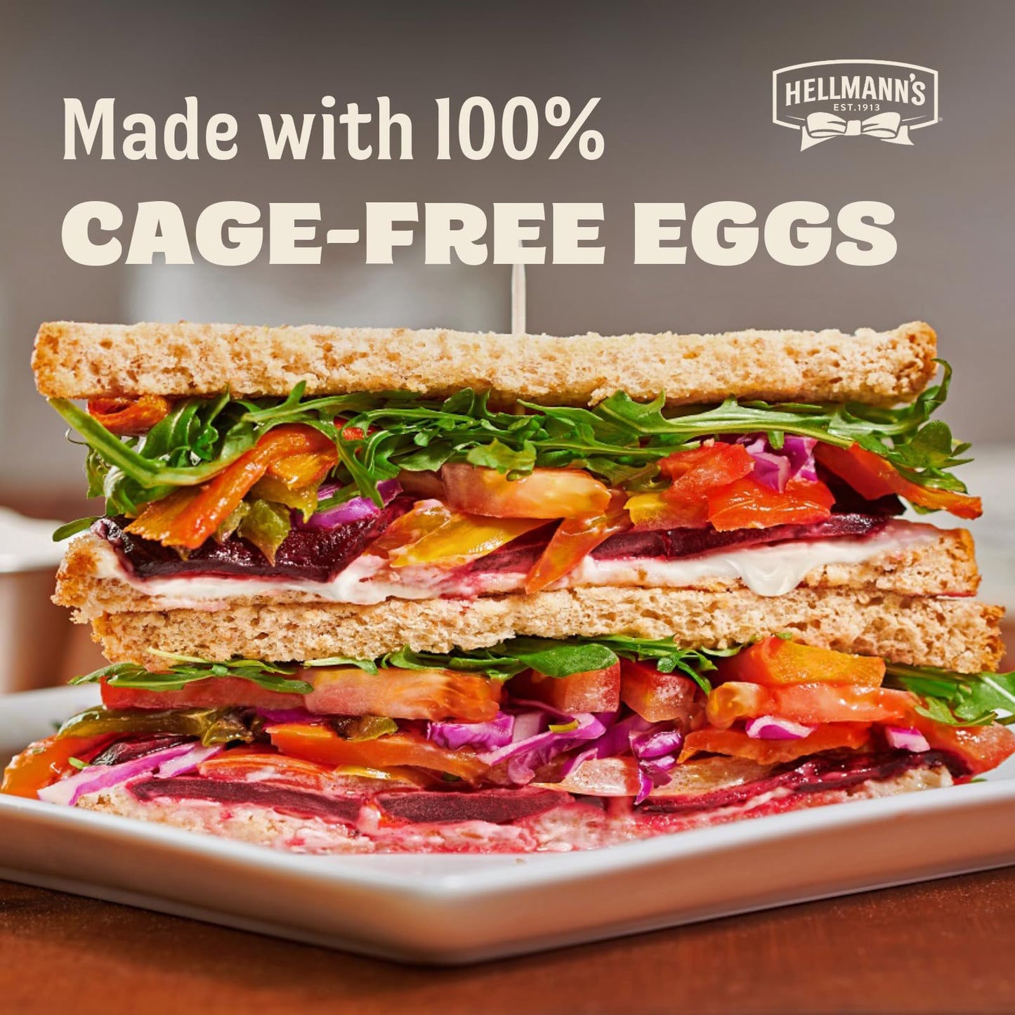 Hellmann's Real Mayonnaise Jar, Condiment for Sandwiches, Salads, Mayo Made with 100% Cage Free Eggs, Gluten Free, Vegetarian, Kosher, 1 Gallon, 128